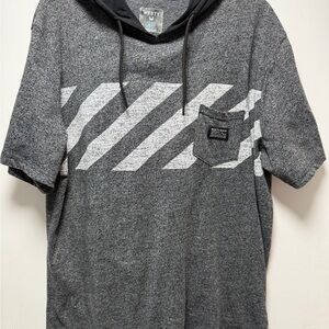 West Men's Gray and Black Striped Hoodie T-Shirt